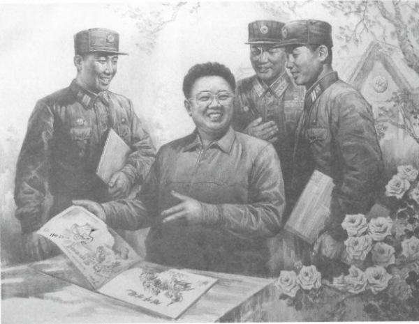 북한에서 국보로 지정되었다는 박창룡 작가의 ‘몸소 병사의 소묘화첩을 보아주시며’(2006년)