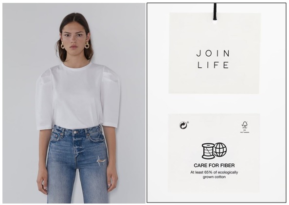 재활용 소재 등을 활용한 자라(Zara)의 친환경 의류 콜렉션 ‘조인라이프(Join Life)’. (코트라 제공)