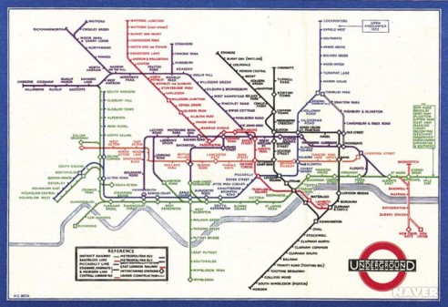 해리 벡과 에드워드 존스턴이 만든 런던 지하철 노선도(1931).