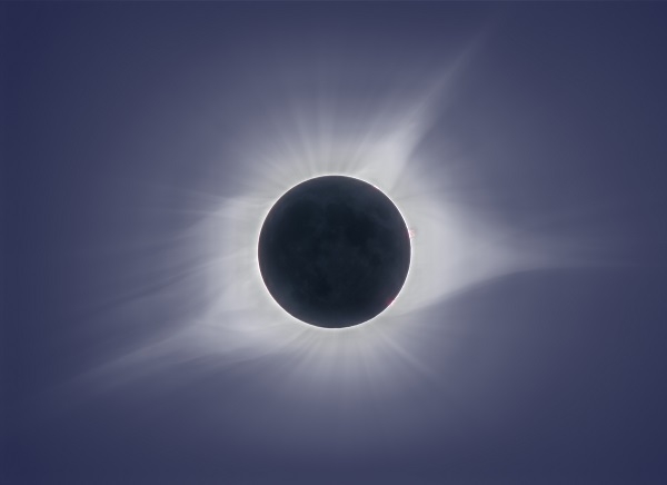 2017년 8월 미국 개기일식 시 지상에서 관측한 태양 코로나. (천문연 제공)