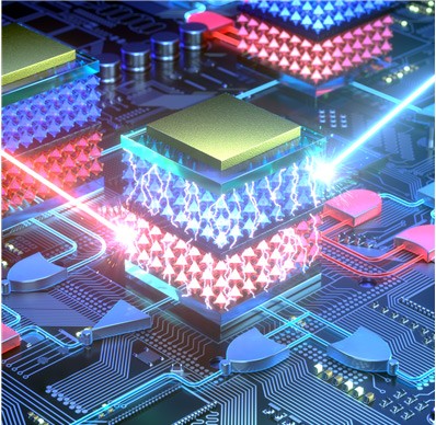 페로브스카이트 광-논리소자를 활용한 광컴퓨터용 광-프로세서 칩의 컨셉 아트.(한국과학기술연구원 제공)